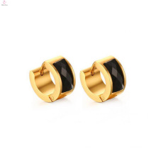 Personalized Stainless Steel Plated Gold Black Diamond Earring